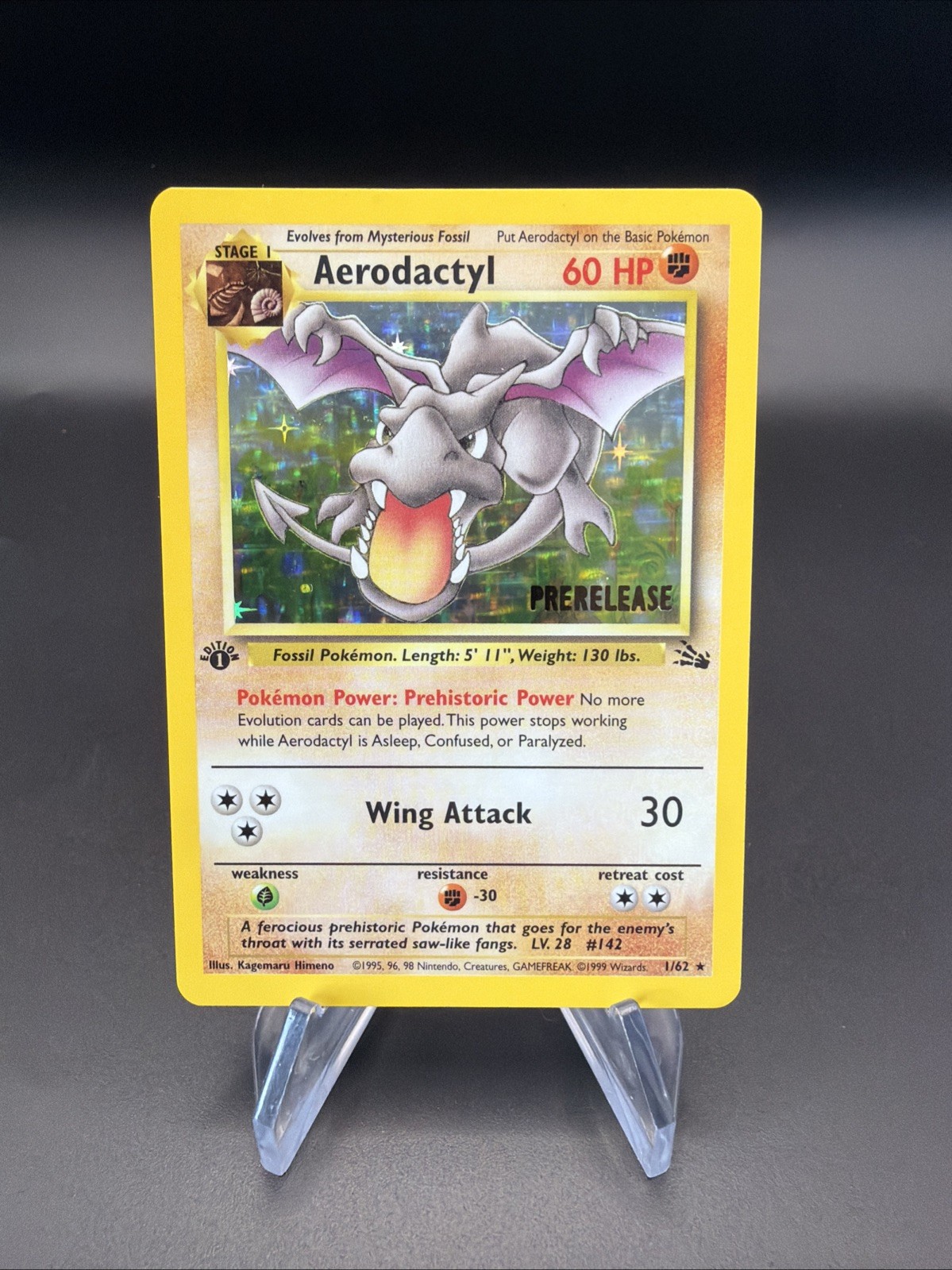 Aerodactyl – Prerelease Stamped 1st Edition Holo 1/62 Fossil – Pokémon TCG 1999