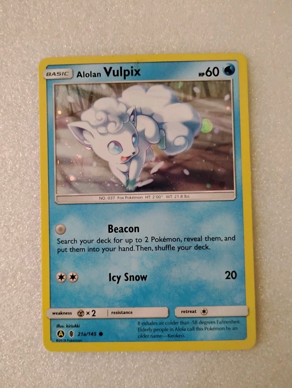 Pokemon Card TCG Alolan Vulpix 21a/145 SWIRL Cosmos Holo Promo NM