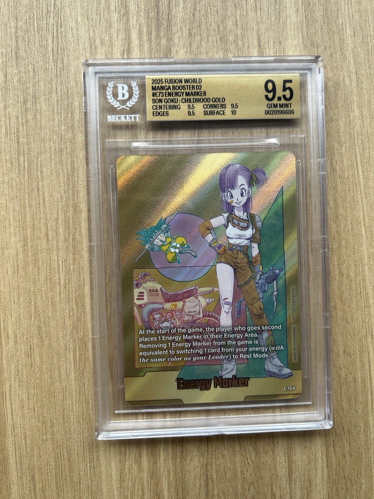 Bandai Dragon Ball Super Energy Marker E73 Son Goku & Bulma Gold Foil BGS 9.5