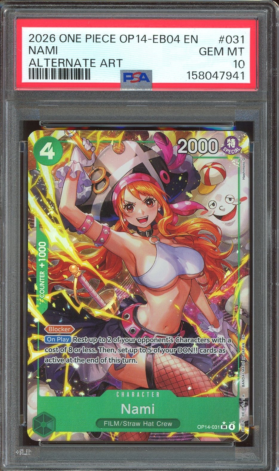 2026 One Piece OP14-EB04 Azure Sea’s Seven EN #031 Nami Alternate Art PSA 10