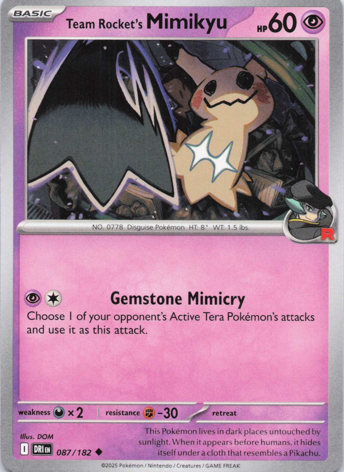 Team Rocket’s Mimikyu Uncommon SV10: Destined Rivals 087/182 NM