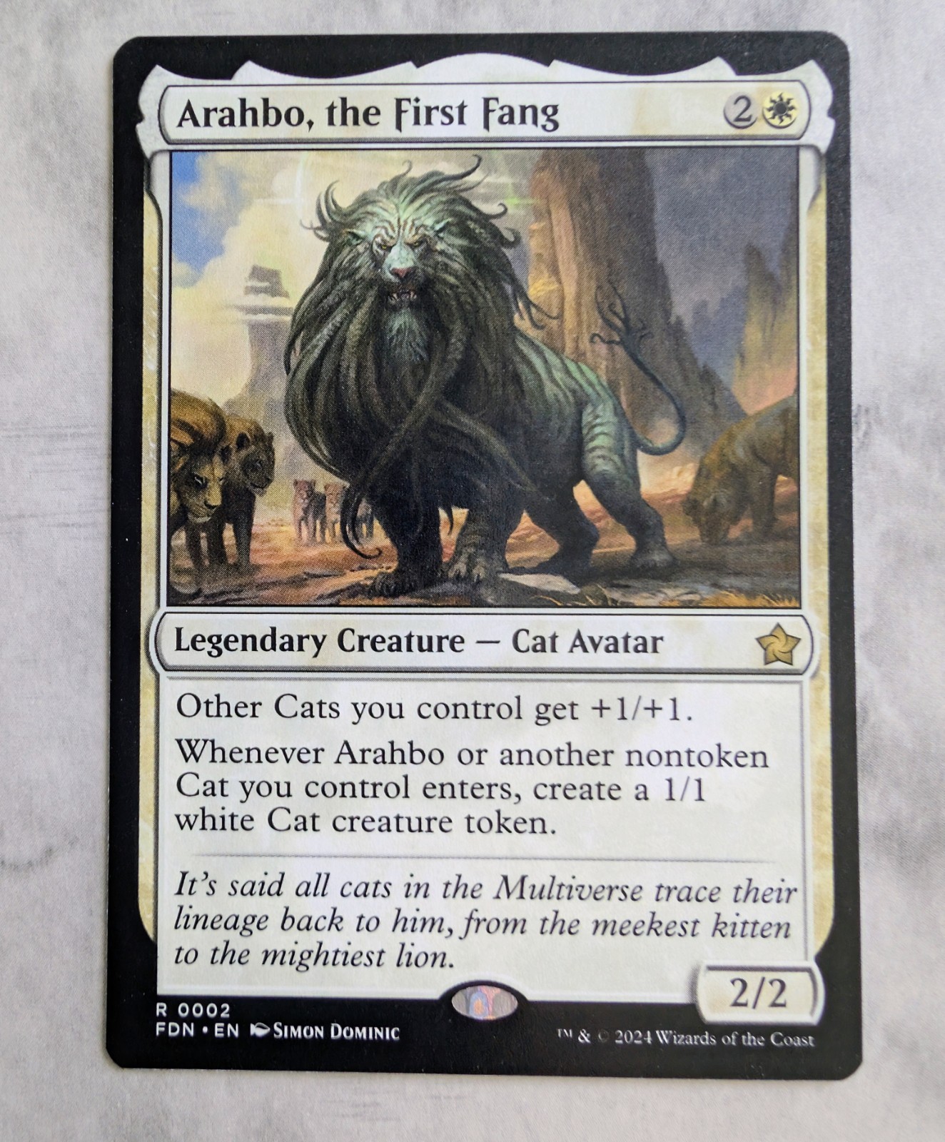 Arahbo, the First Fang | MTG FDN | Rare White Cat Avatar EDH | Unplayed NM