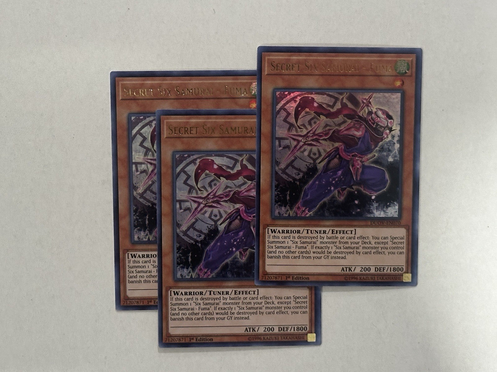 Yugioh 3x Secret Six Samurai Fuma DUOV-EN070 1ST ULTRA (NM)