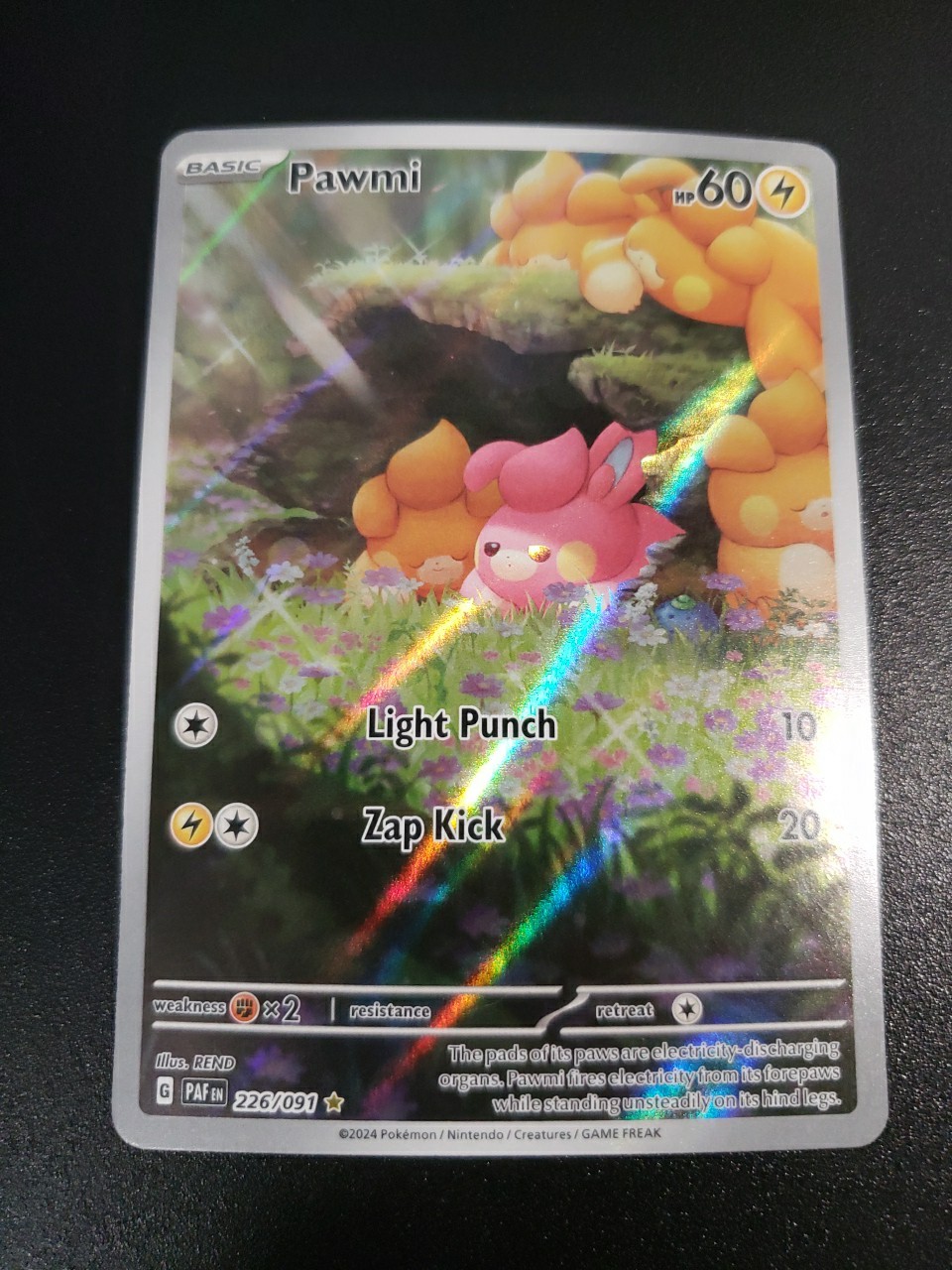 Pawmi 226/091 Pokemon Paldean Fates Full Art Illustration Rare NM