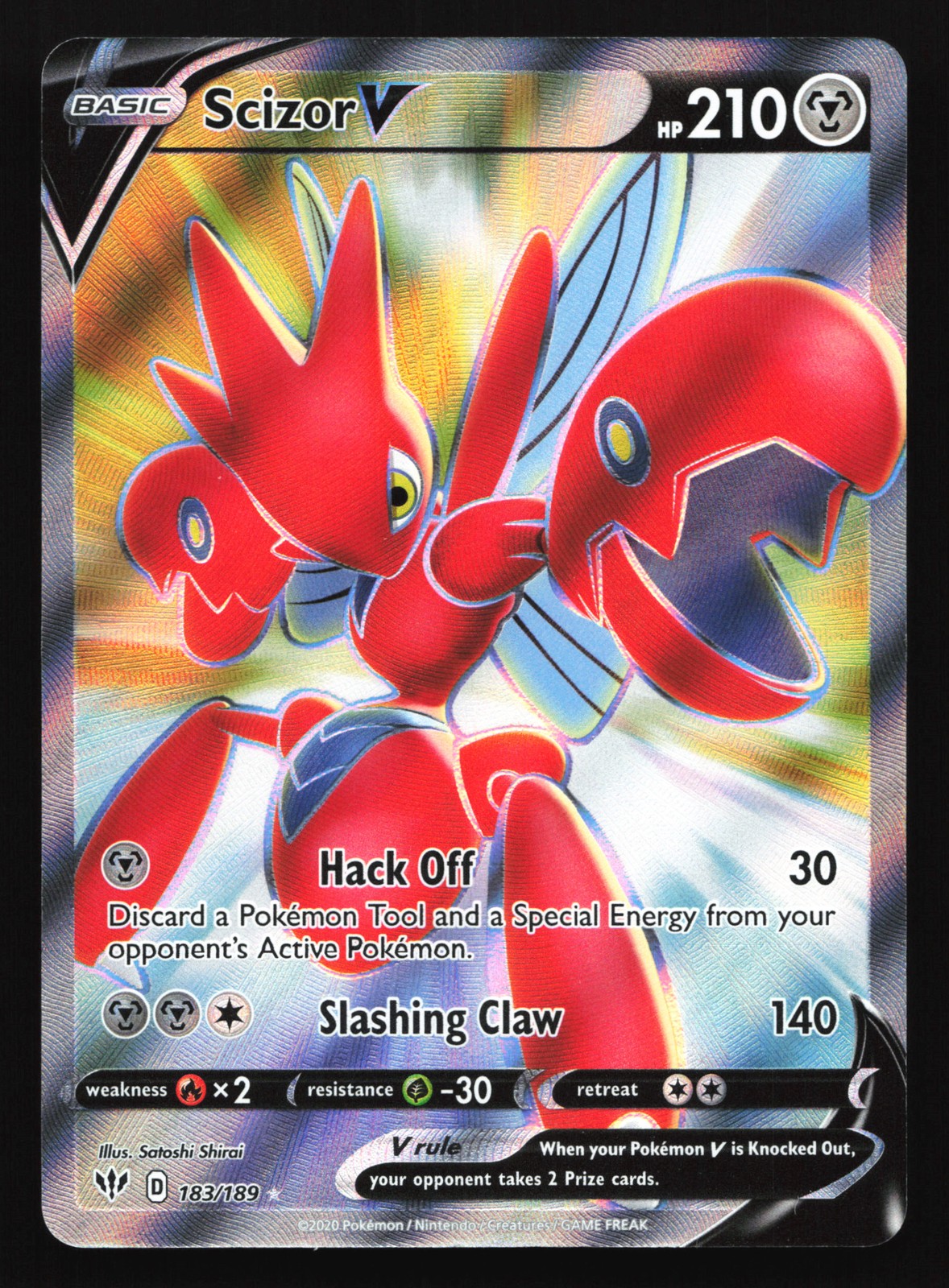 Scizor V (Full Art) 183/189 SWSH03: Darkness Ablaze Ultra Rare Pokemon Card