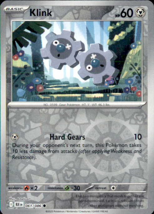 Klink Reverse Holo Common SV: Black Bolt 061/086 NM Amelicart 2025