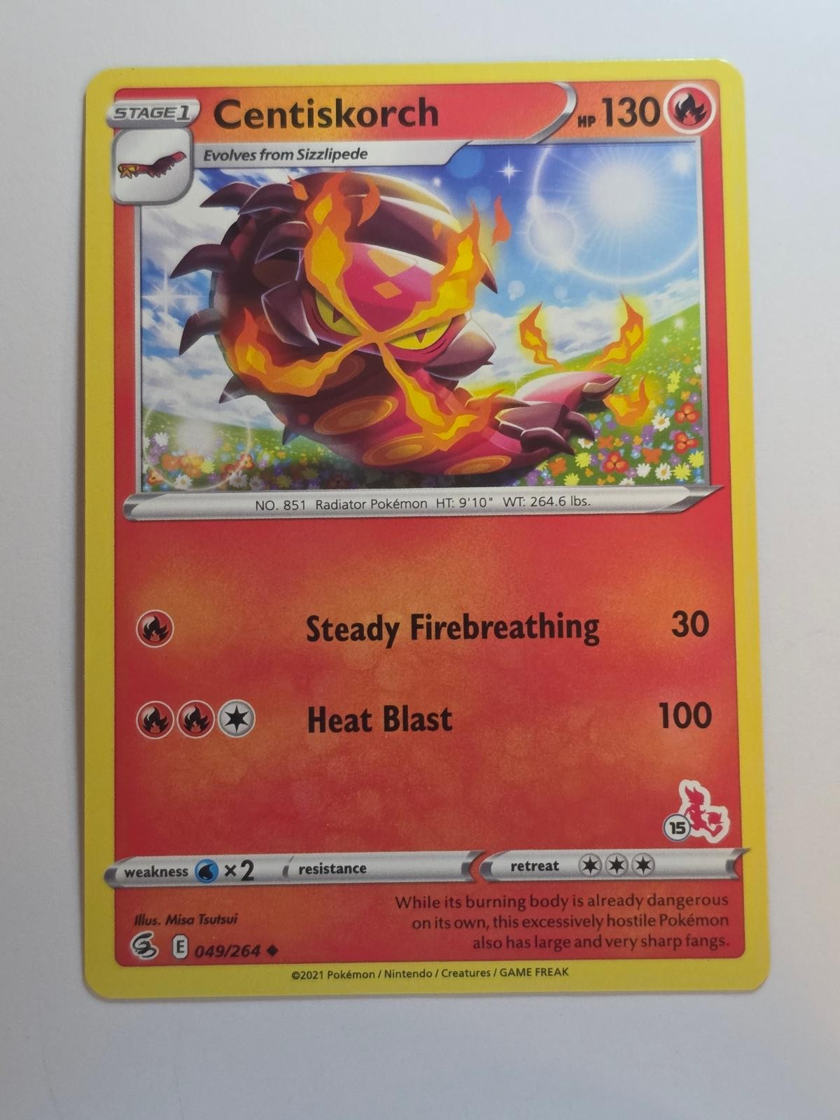 CENTISKORCH (#15 CINDERACE STAMPED) 049/264 PROMO BATTLE ACADEMY 2022 LP POKEMON