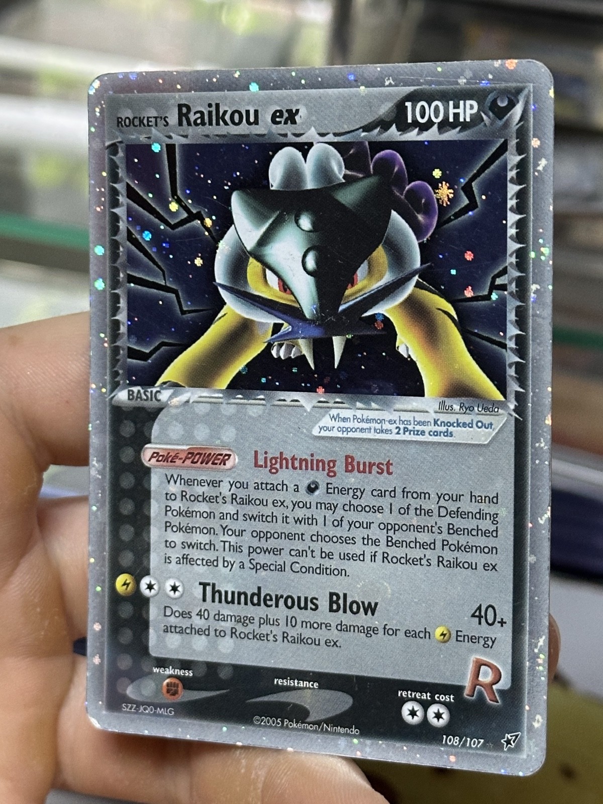 #2 PARTIAL HOLOBLEED Rocket’s Raikou ex 108/107 EX Deoxys 2005 Holo Rare Pokémon