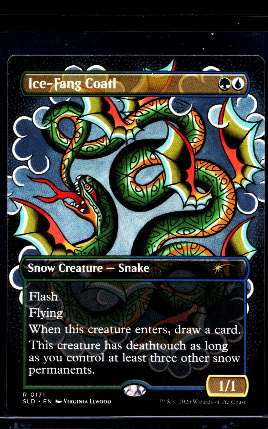 2025 MTG Magic The Gathering SLD Secret Lair Borderless #171 Ice Fang Coatl LP