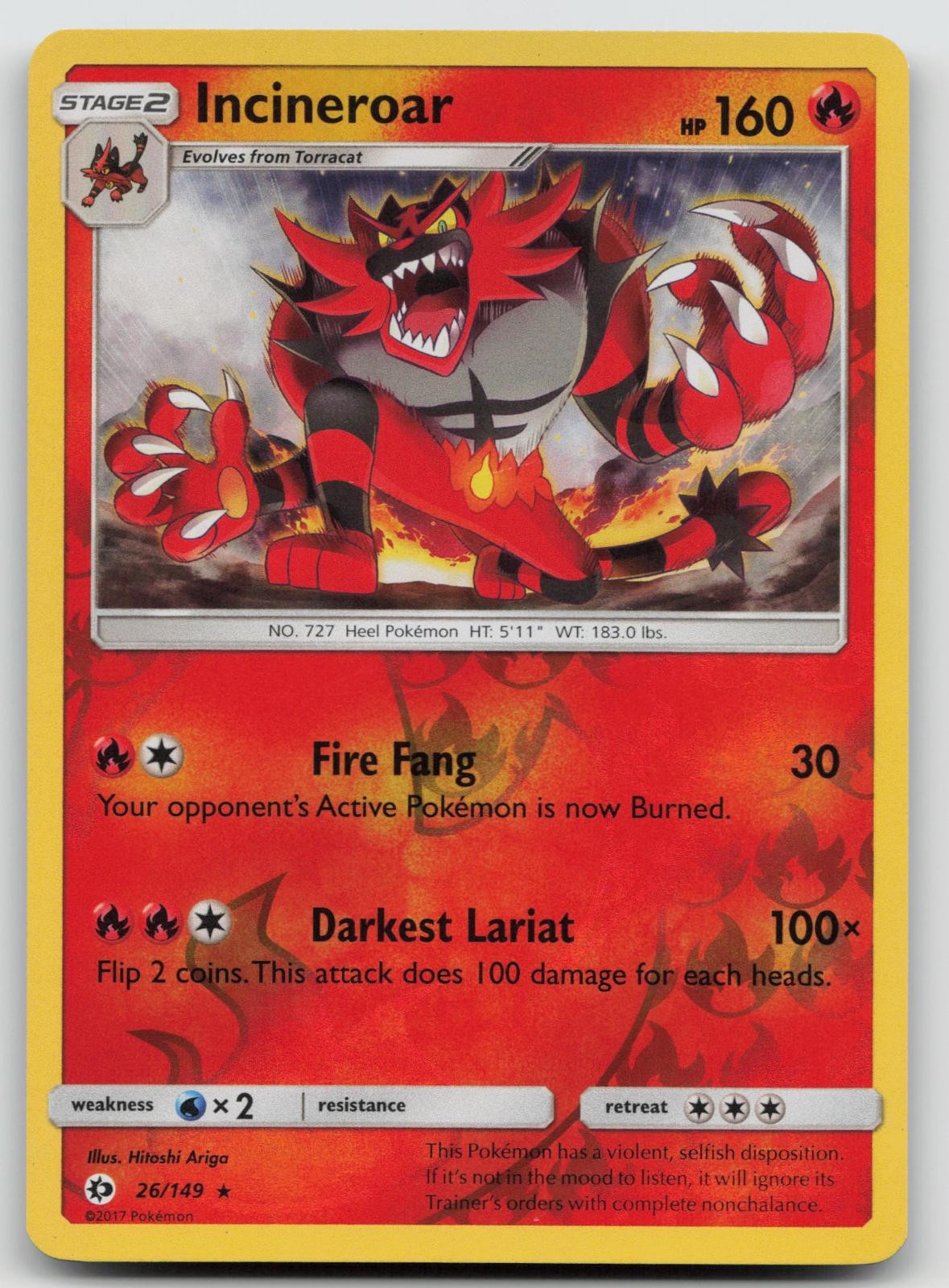 Incineroar 26/149 Reverse Holo SM Base Set Pokemon LP