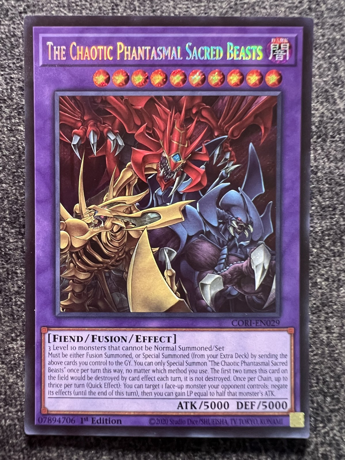 Yugioh The Chaotic Phantasmal Sacred Beast CORI-EN029 Secret Rare 1st Ed NM