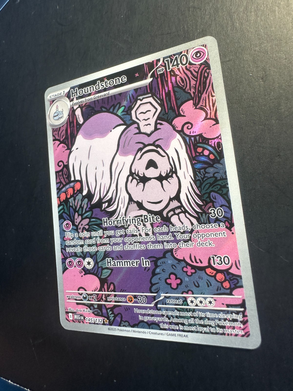 2024 Pokemon MEG Mega Evolutions Houndstone 145 /132 Illustration Rare Full Art