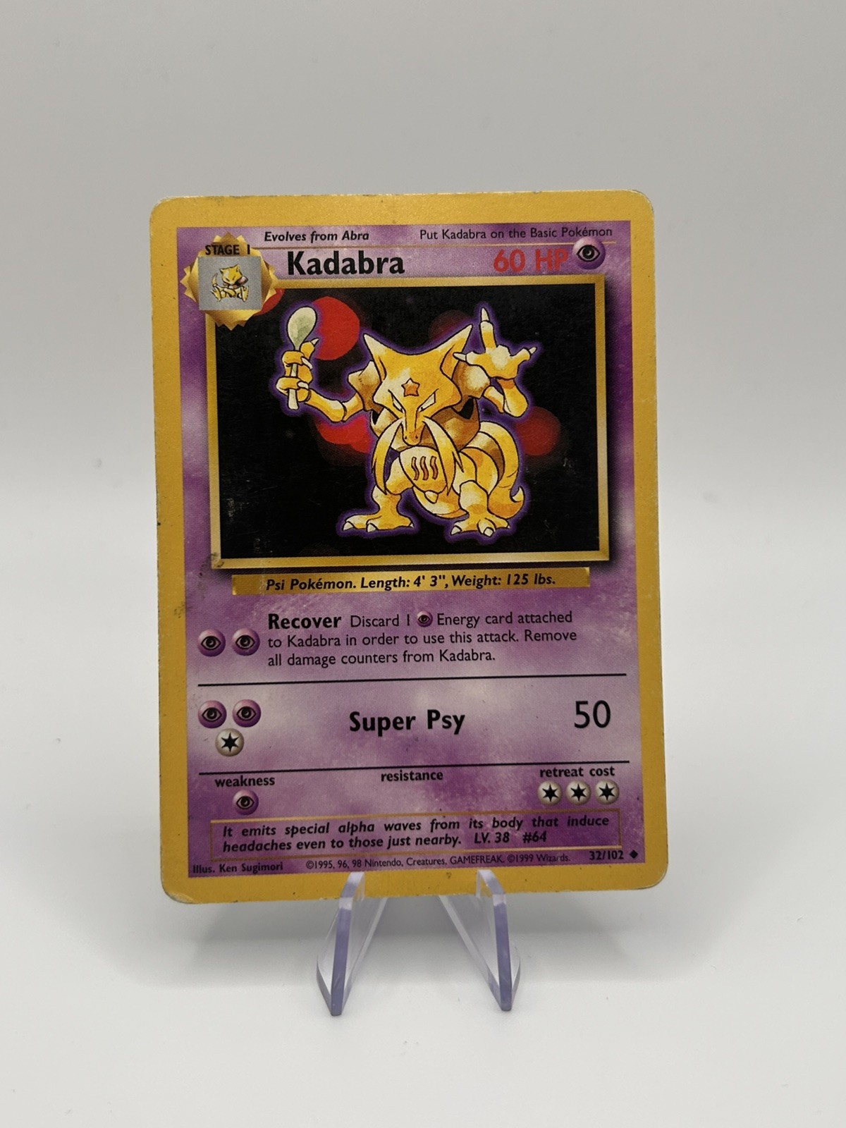 Pokemon Cards Kadabra 32/102 Base Set Shadowless Uncommon HP