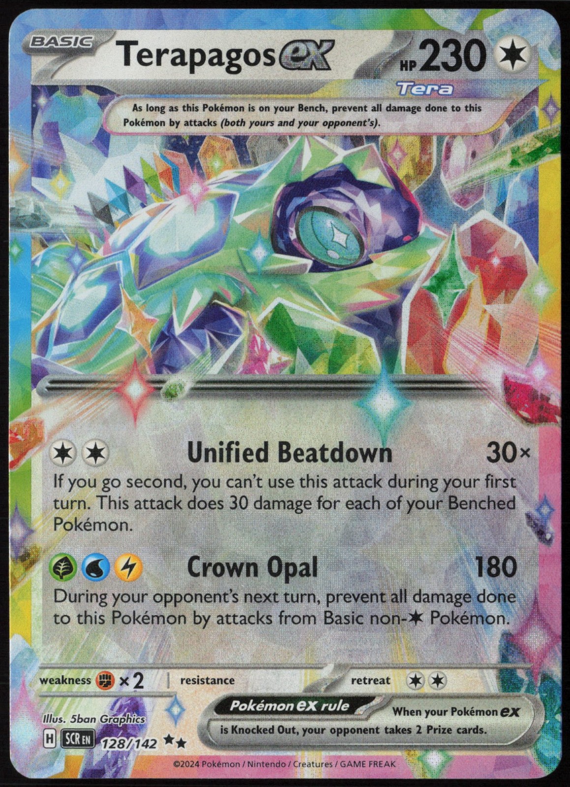 Terapagos ex 128/142 Stellar Crown Double Rare Holofoil EN Pokemon NM
