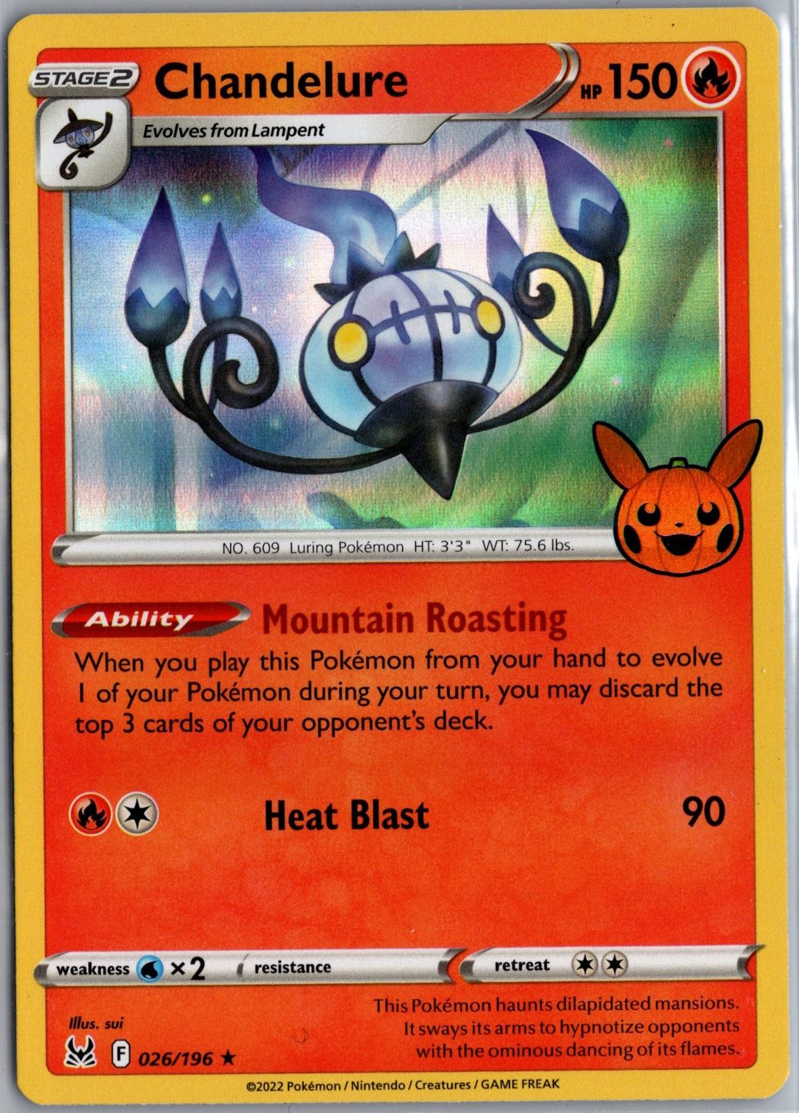 Chandelure 026/196 Holo Rare Trick or Trade BOOster 2023 Pokemon Near Mint