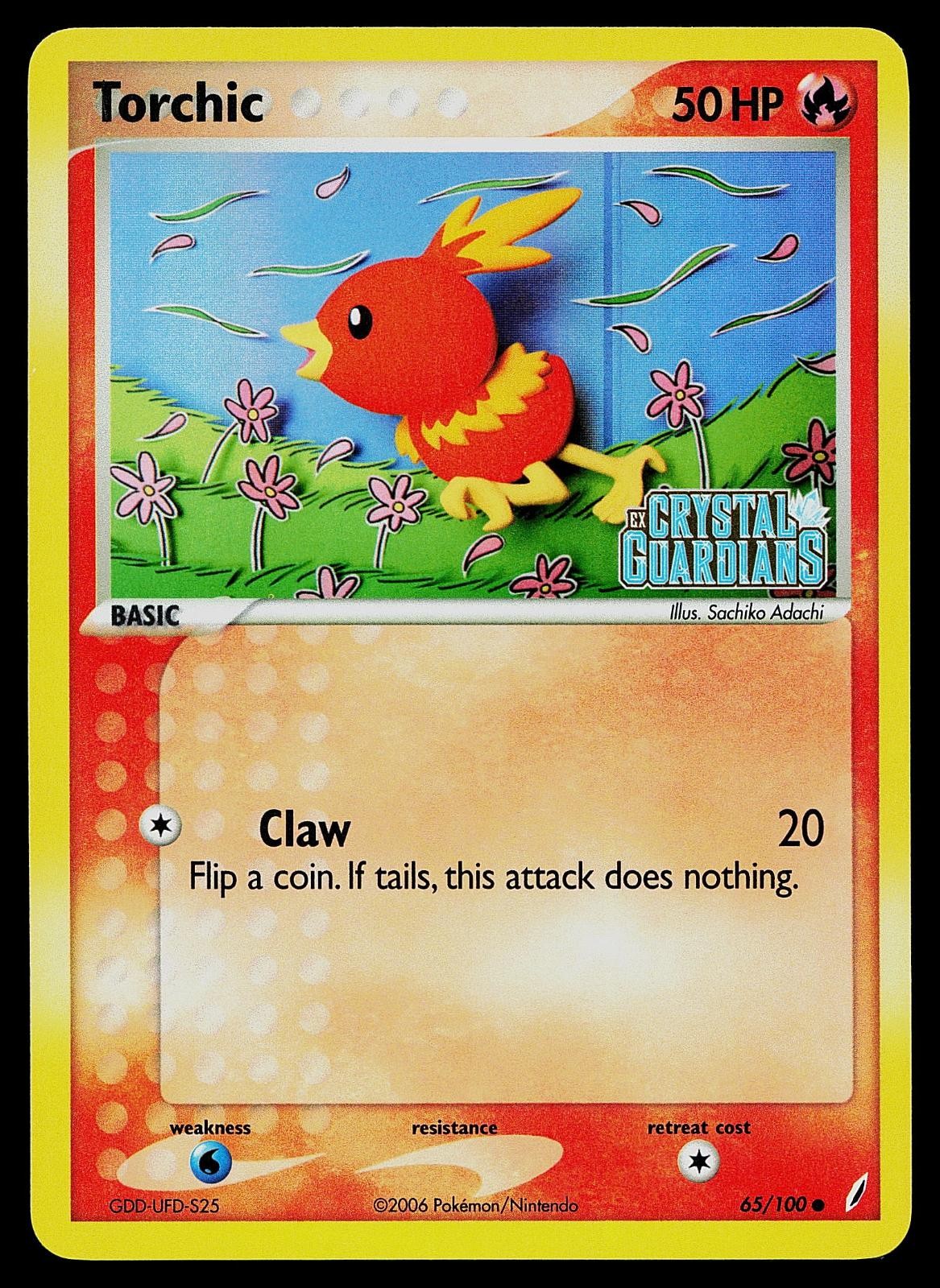 Pokemon Card – Torchic Crystal Guardians 65/100 Reverse Holo Common Stamped