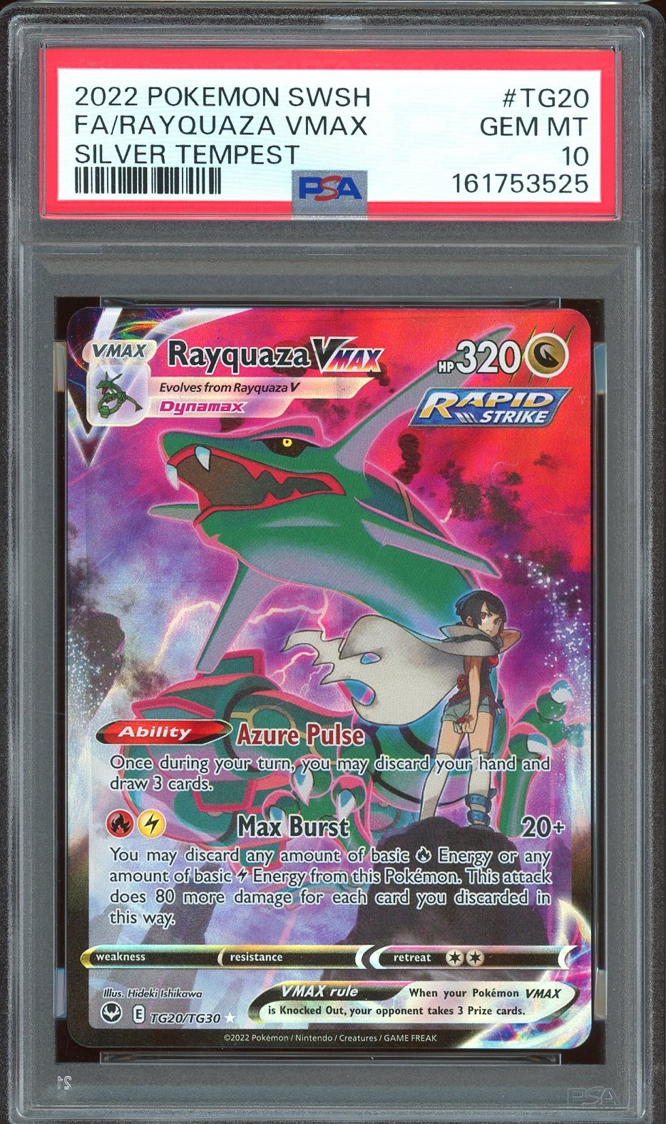 2022 Pokemon SWSH Silver Tempest #TG20 Rayquaza VMAX Full Art Gallery PSA 10