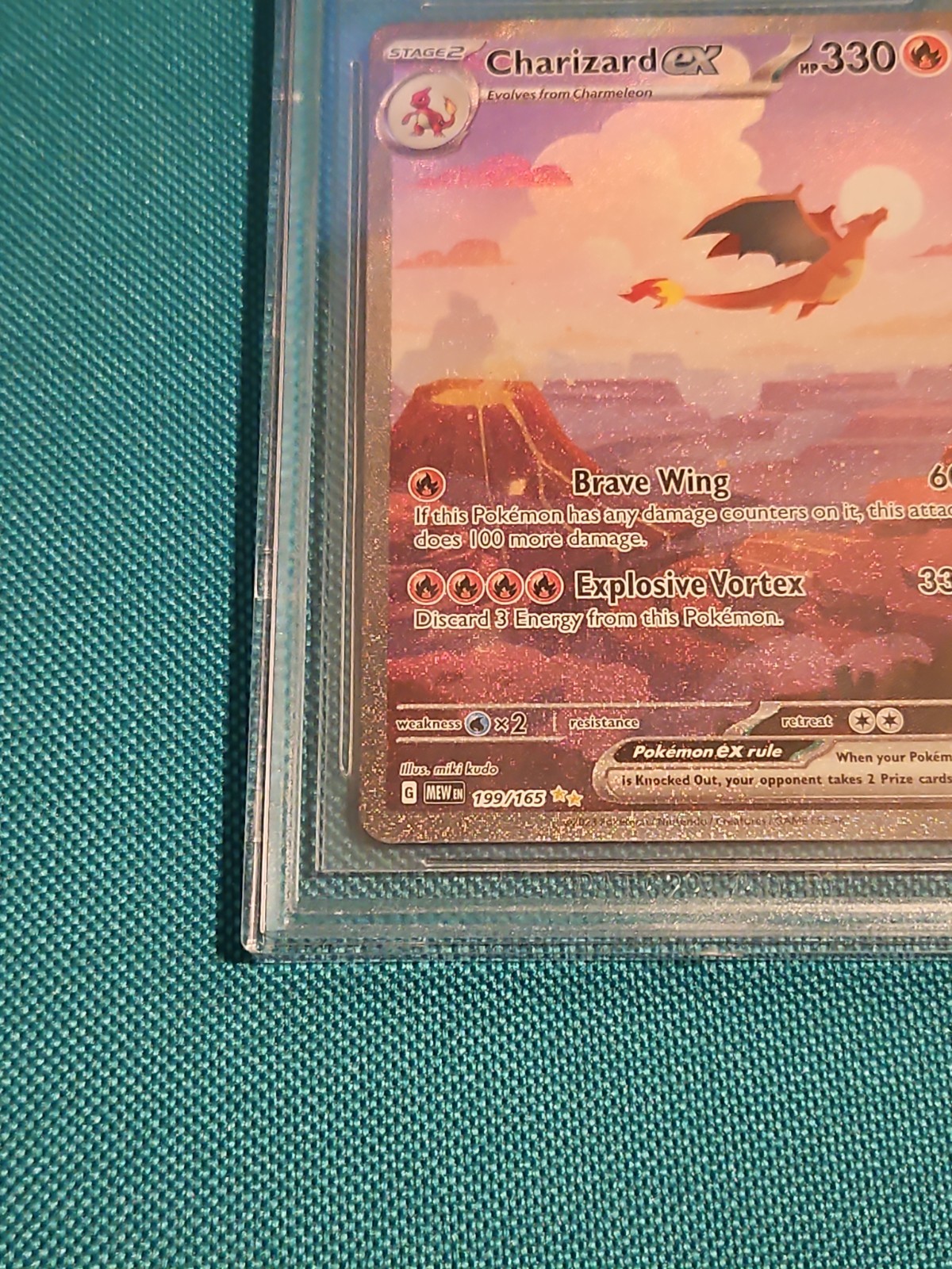 Charizard ex 199/165 151 BGS Authentic Altered PRINT ERROR ON BACK OF CARD