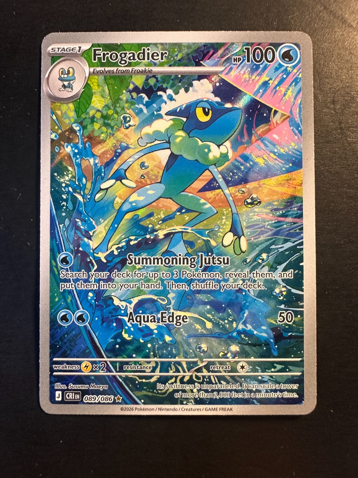 2024 Pokemon MEG Chaos Rising Frogadier 89 /86 Illustration Rare Full Art Holo