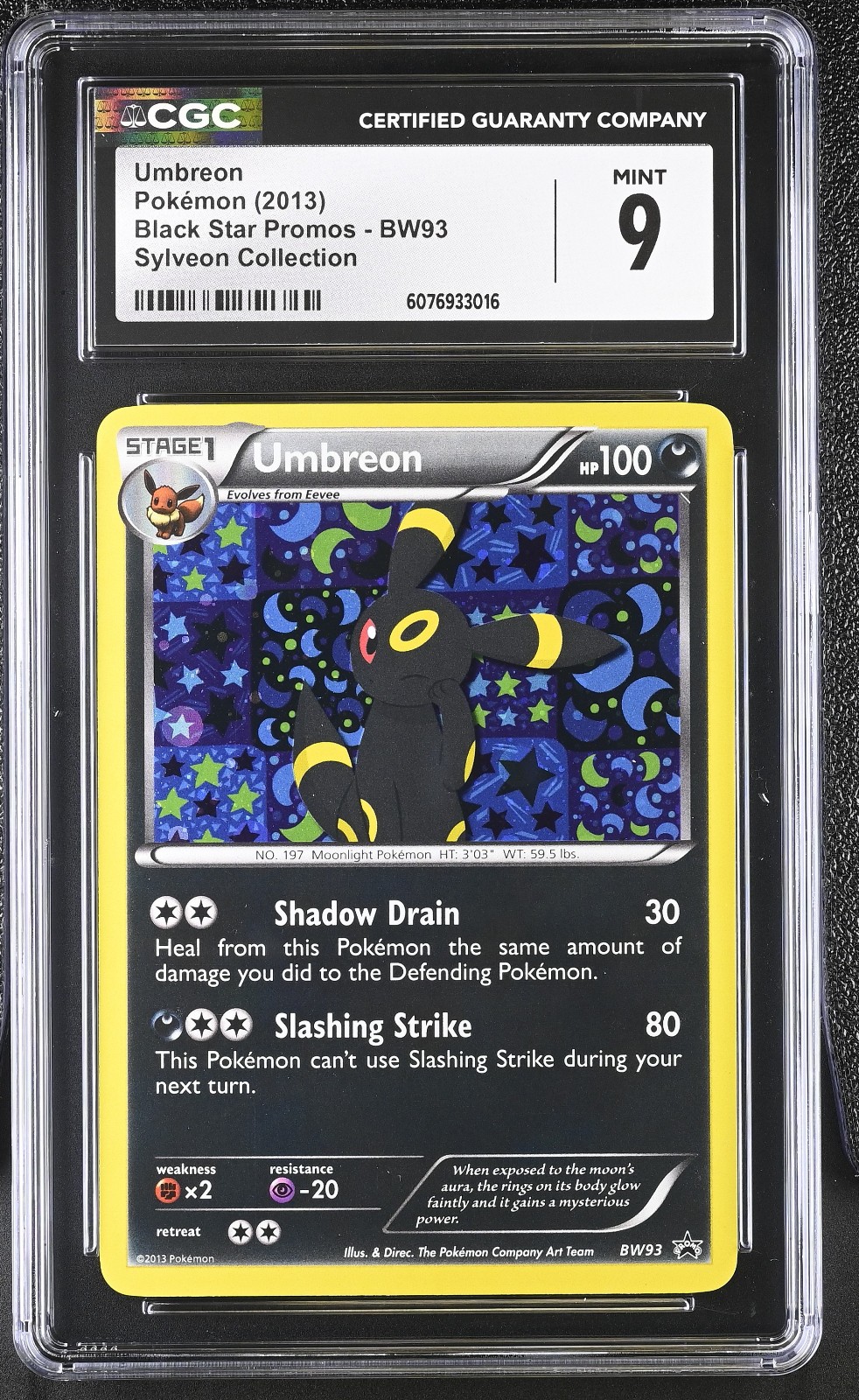 2013 POKEMON BW BLACK STAR PROMO UMBREON #BW93 HOLO CGC 9 MINT #6076933016