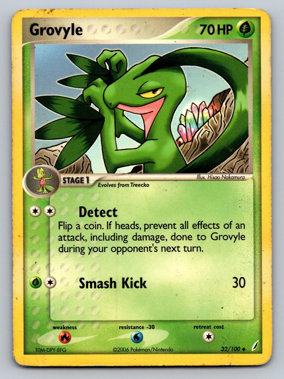 Grovyle 32/100 Uncommon Crystal Guardians Pokemon Moderately Played