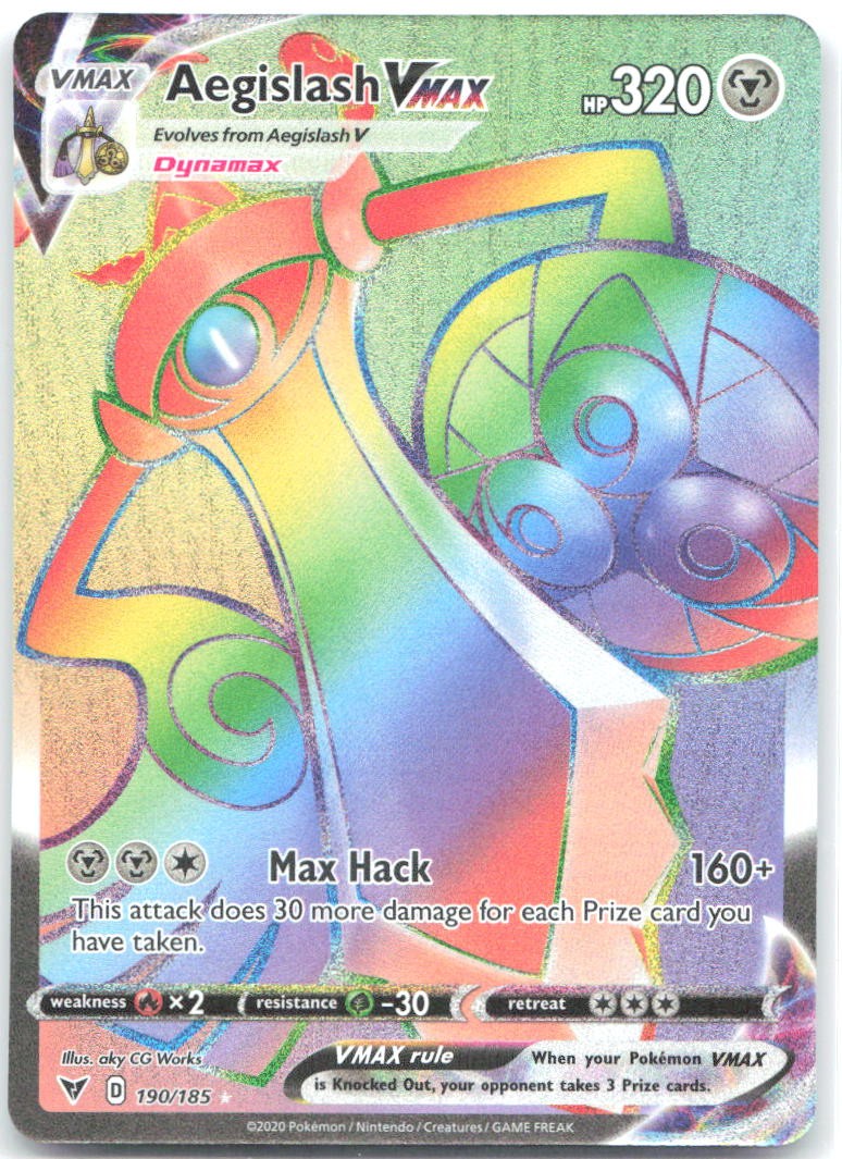 Aegislash VMAX Secret Holo Secret Rare Vivid Voltage 190/185 NM aky CG Works