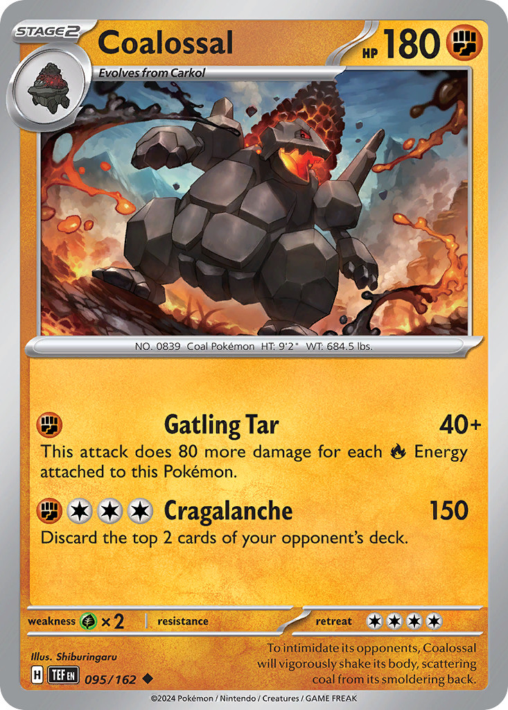 Coalossal 095/162 Uncommon Temporal Forces Pokemon Reverse Holo MP