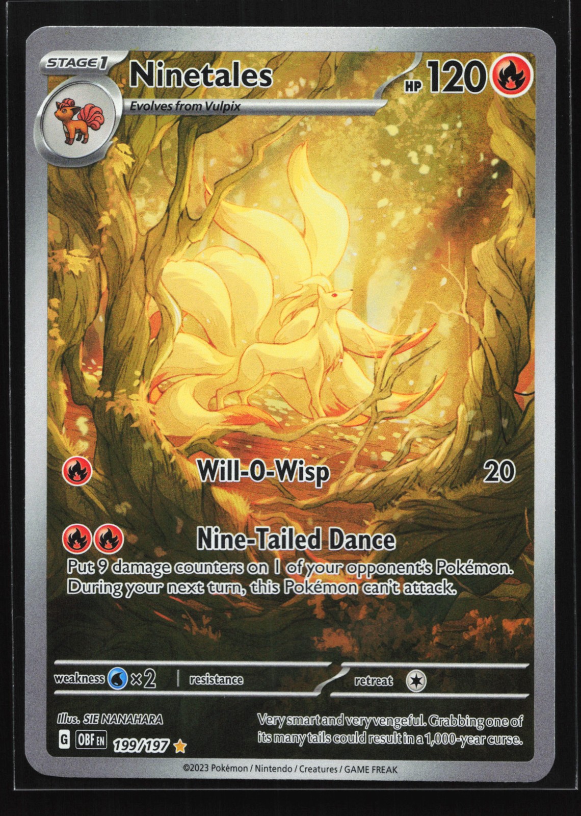 Ninetales 199/197 SV03: Obsidian Flames Illustration Rare Pokemon Card