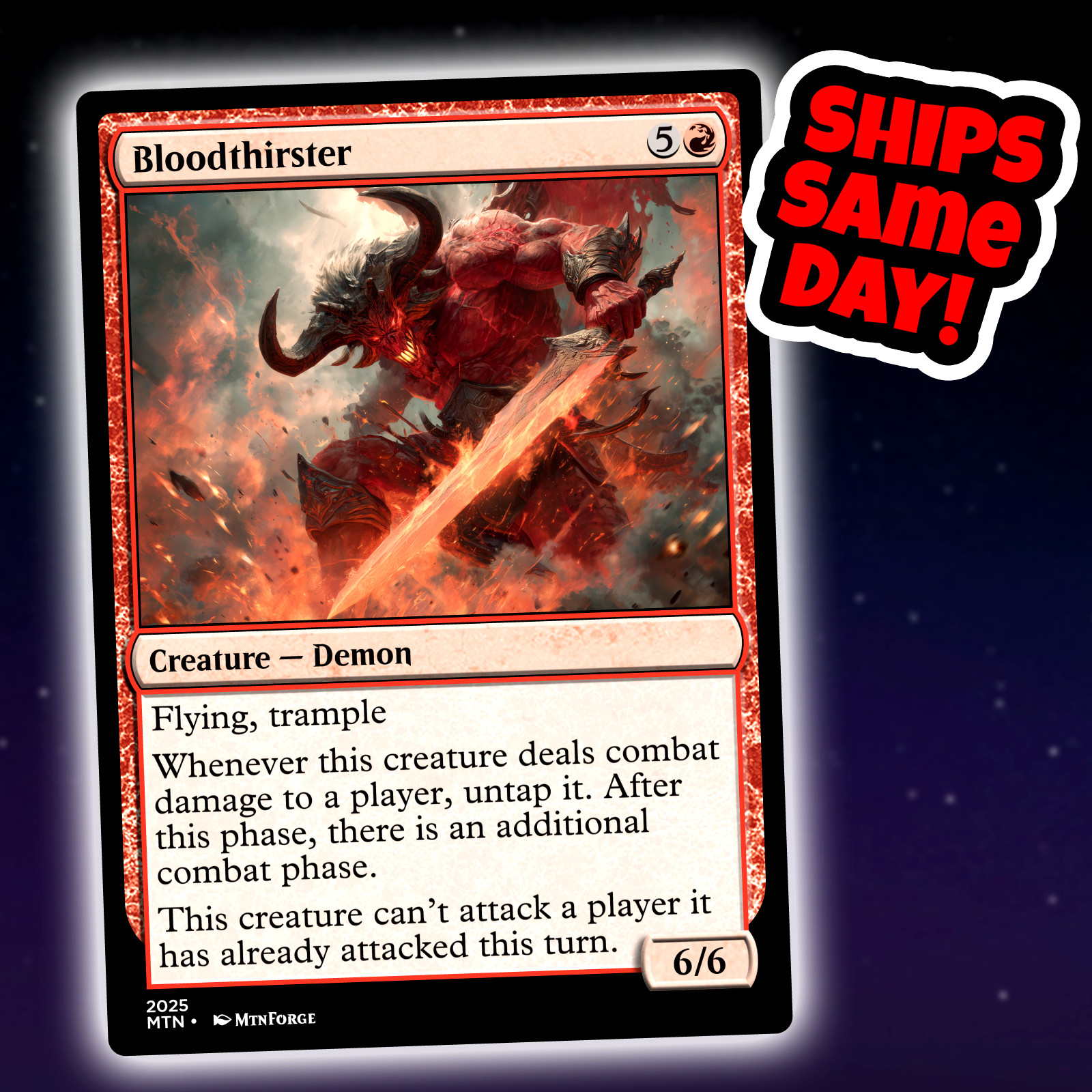 Bloodthirster – Custom Art Magic: The Gathering Playtest Card – Commander EDH