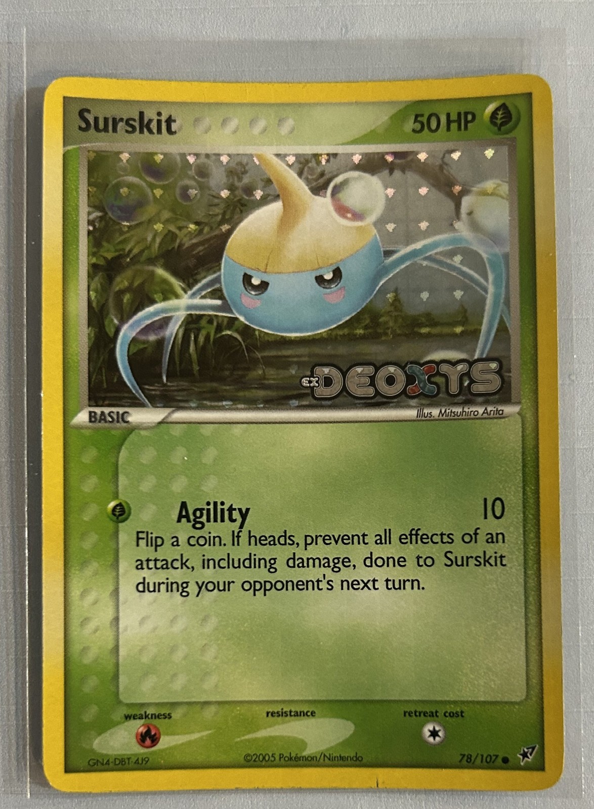 Surskit 78/107 Common Deoxys Pokemon Stamped Reverse Holo MP