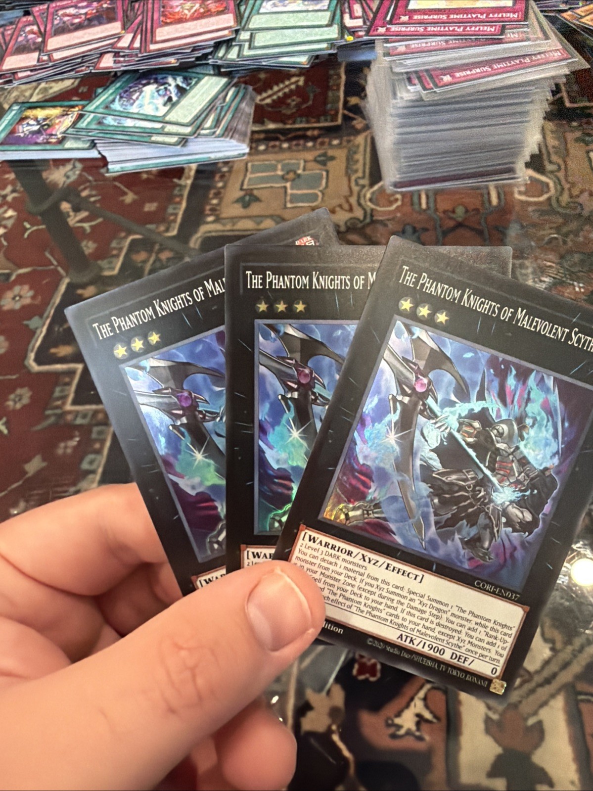 3x The Phantom Knights of Malevolent Scythe 1st Edition Super Rare CORI-EN037