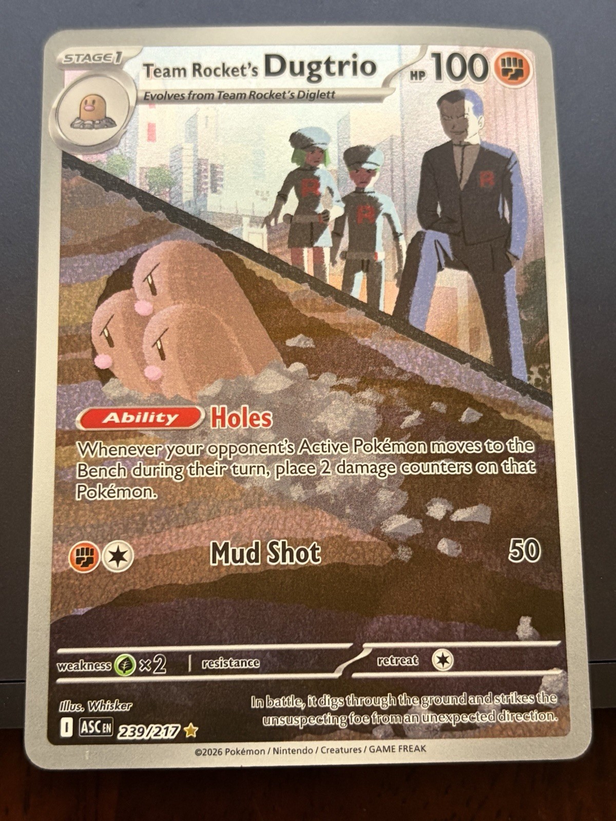 Pokémon TCG Team Rocket’s Dugtrio 239/217 ASC Full Art Holo