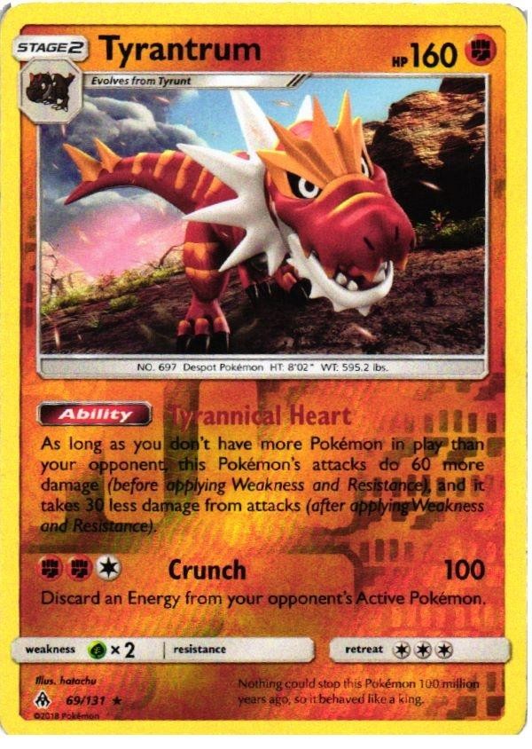 Tyrantrum 69/131 Holo Rare Forbidden Light Pokemon Reverse Holo Heavily Played