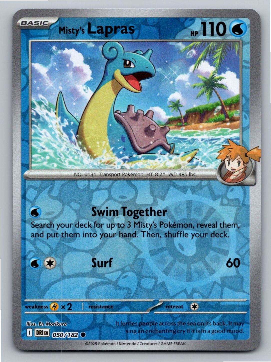 Misty’s Lapras 050/182 Common Destined Rivals Pokemon Reverse Holo Near Mint