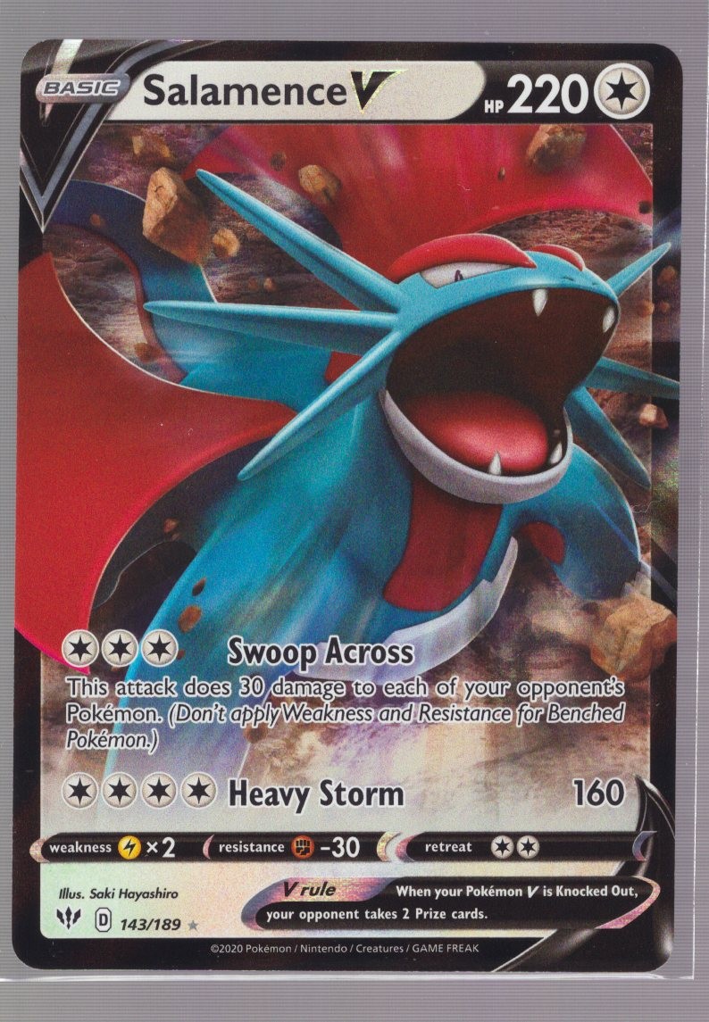 SALAMENCE V 143/189 HOLO V RARE DARKNESS ABLAZE POKEMON V RARE SAKI HAYASHIRO