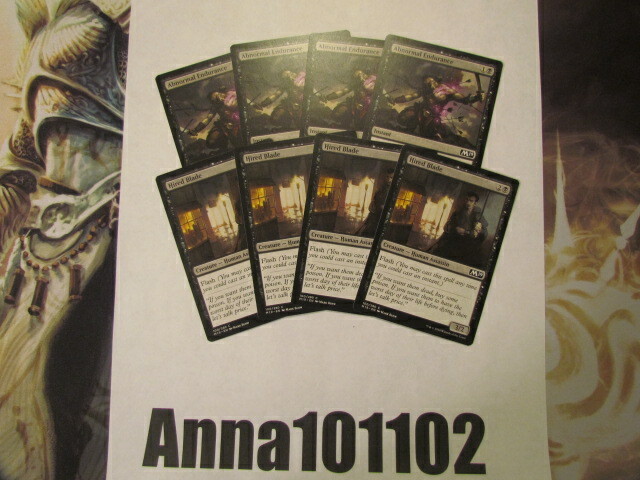 M19 Hired Blade Human x4 and Abnormal Endurance Instant 4x MTG Black common 4