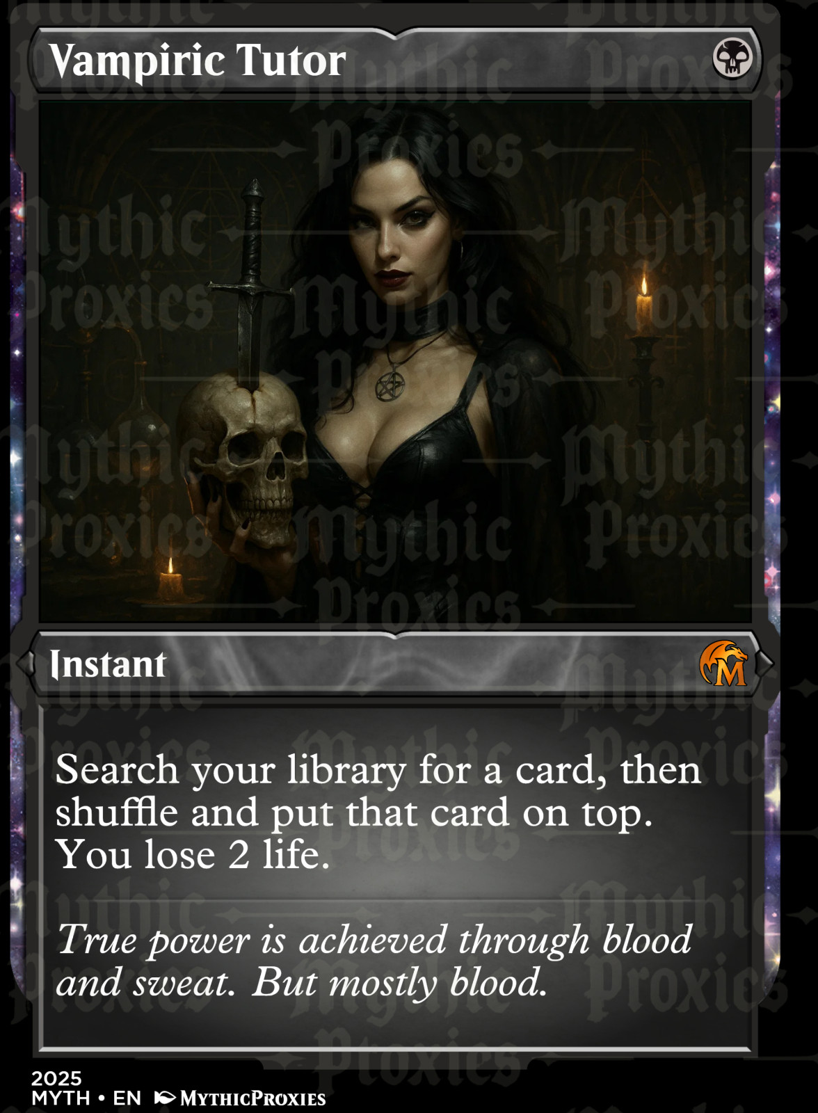 Vampiric Tutor Etched Style High Quality Altered Art Custom Playtest Proxy Card