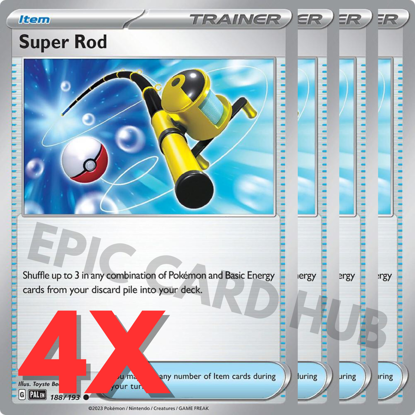 4x Super Rod x4 – SV02: Paldea Evolved – Uncommon – Pokemon TCG Playset