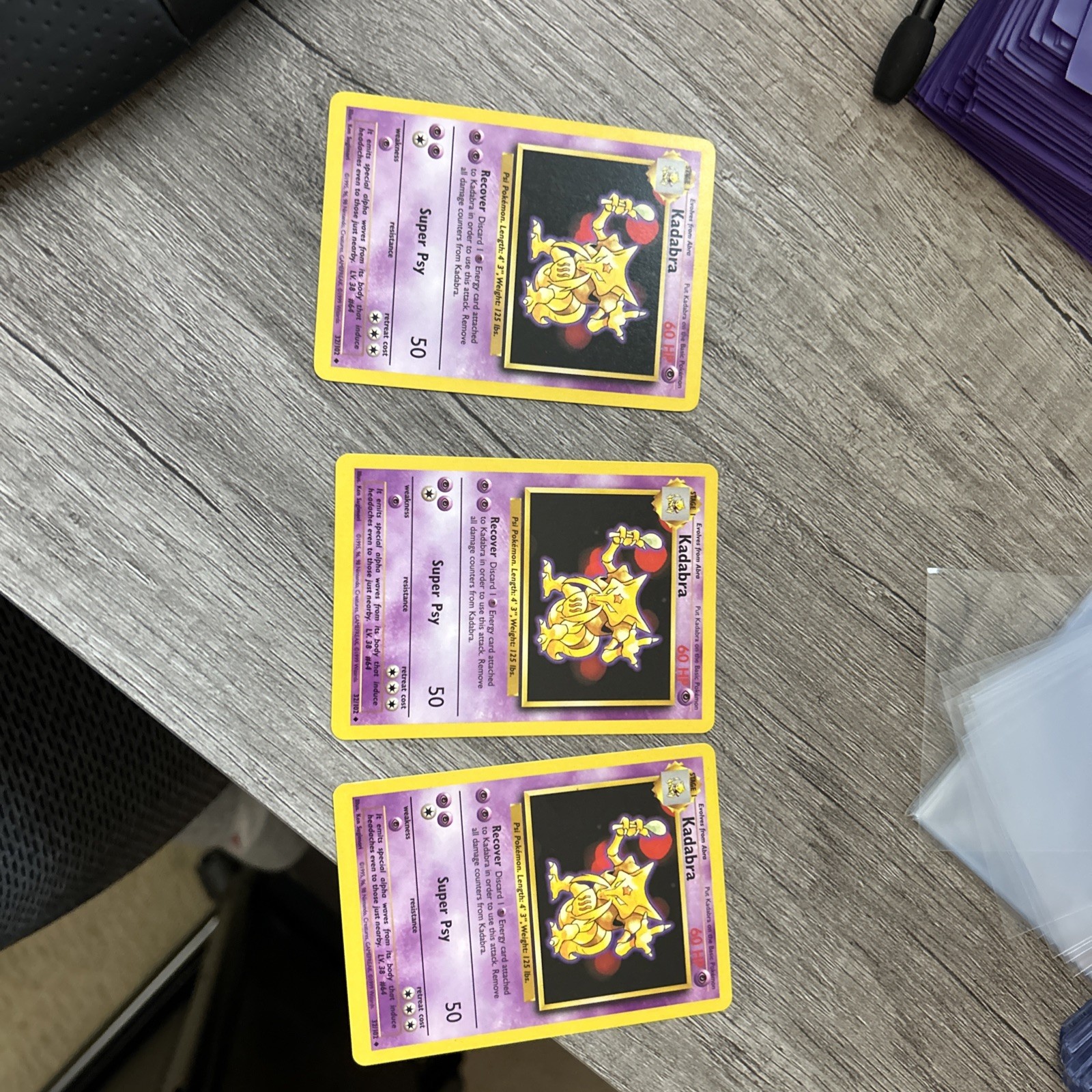 Pokémon TCG Kadabra Card 32/102 Uncommon Unlimited Base Set