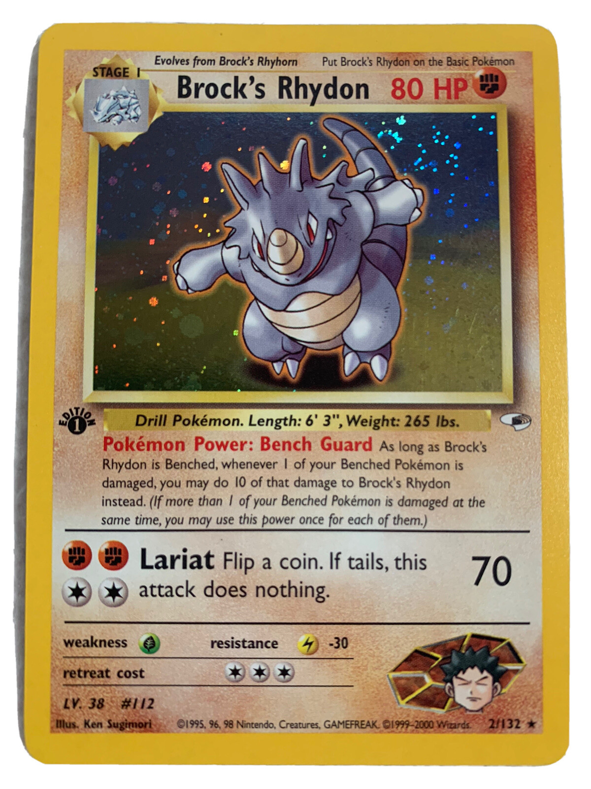 Brock’s Rhydon 002/132 Gym Heroes Holo PSA 3 New Cert