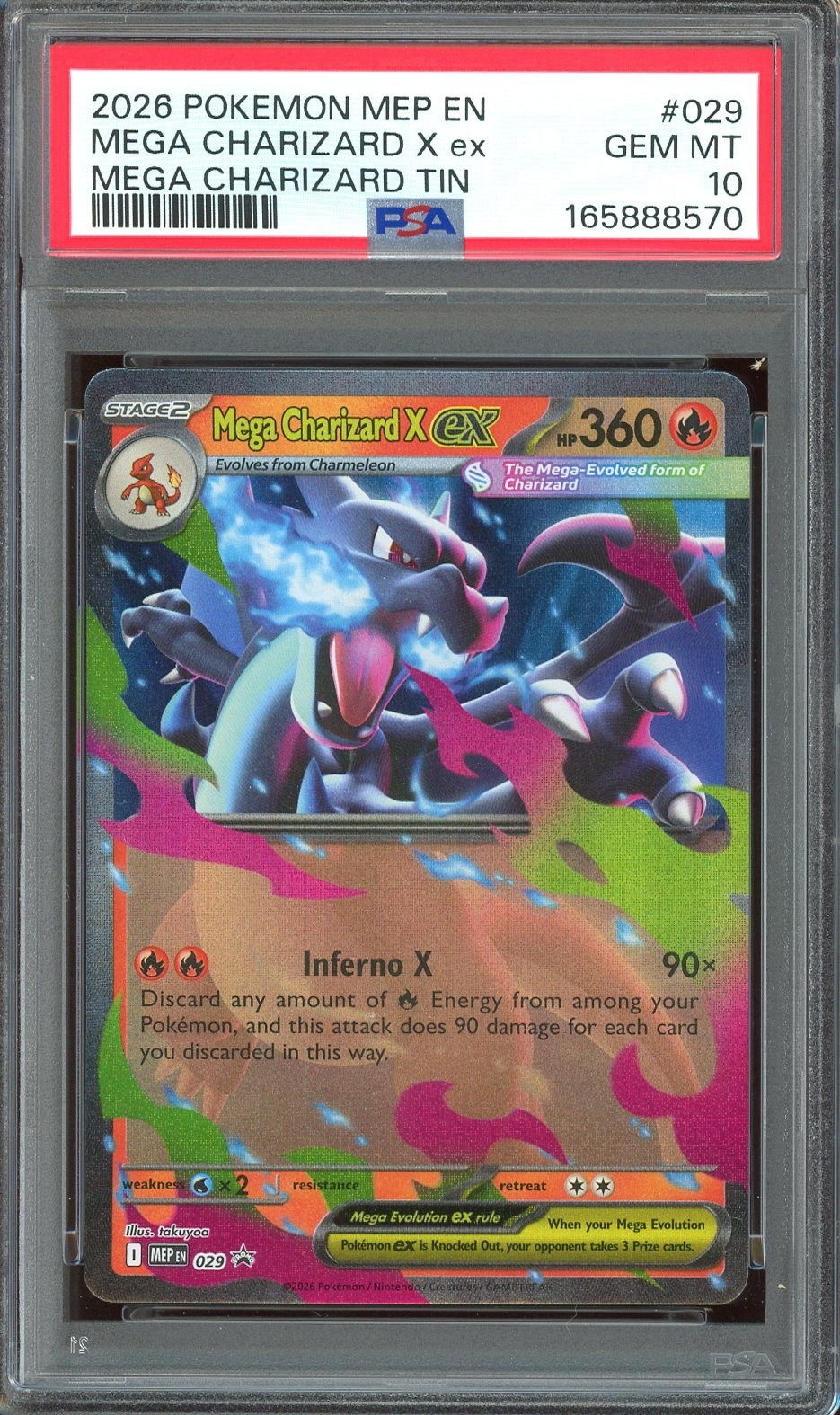 2026 Pokemon Mega Evolution Promos #029 Mega Charizard X ex Tin Promo PSA 10