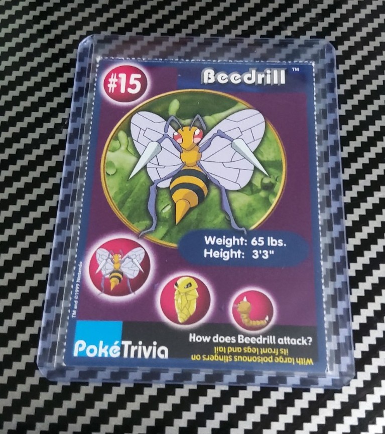 LP Beedrill Non Perforated #15 Pokemon Burger King PokeTrivia Original 1999