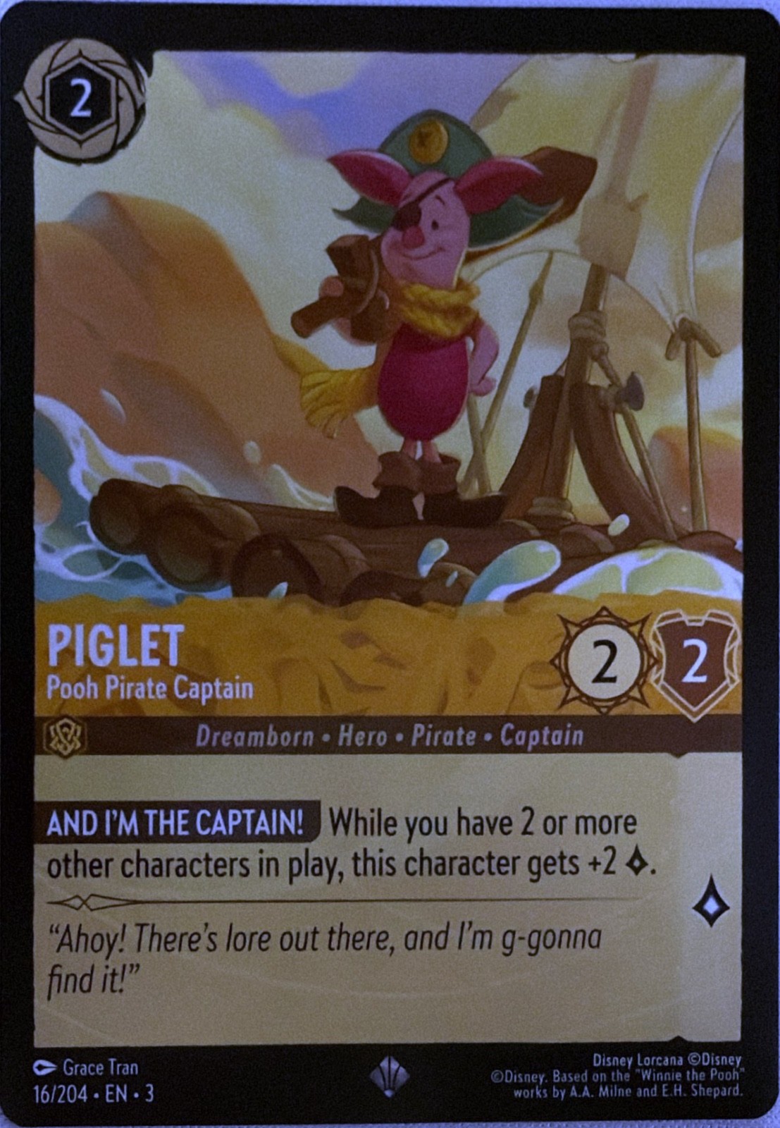 Piglet – Pooh Pirate Captain 16/204 Into the Inklands 3 Super Rare