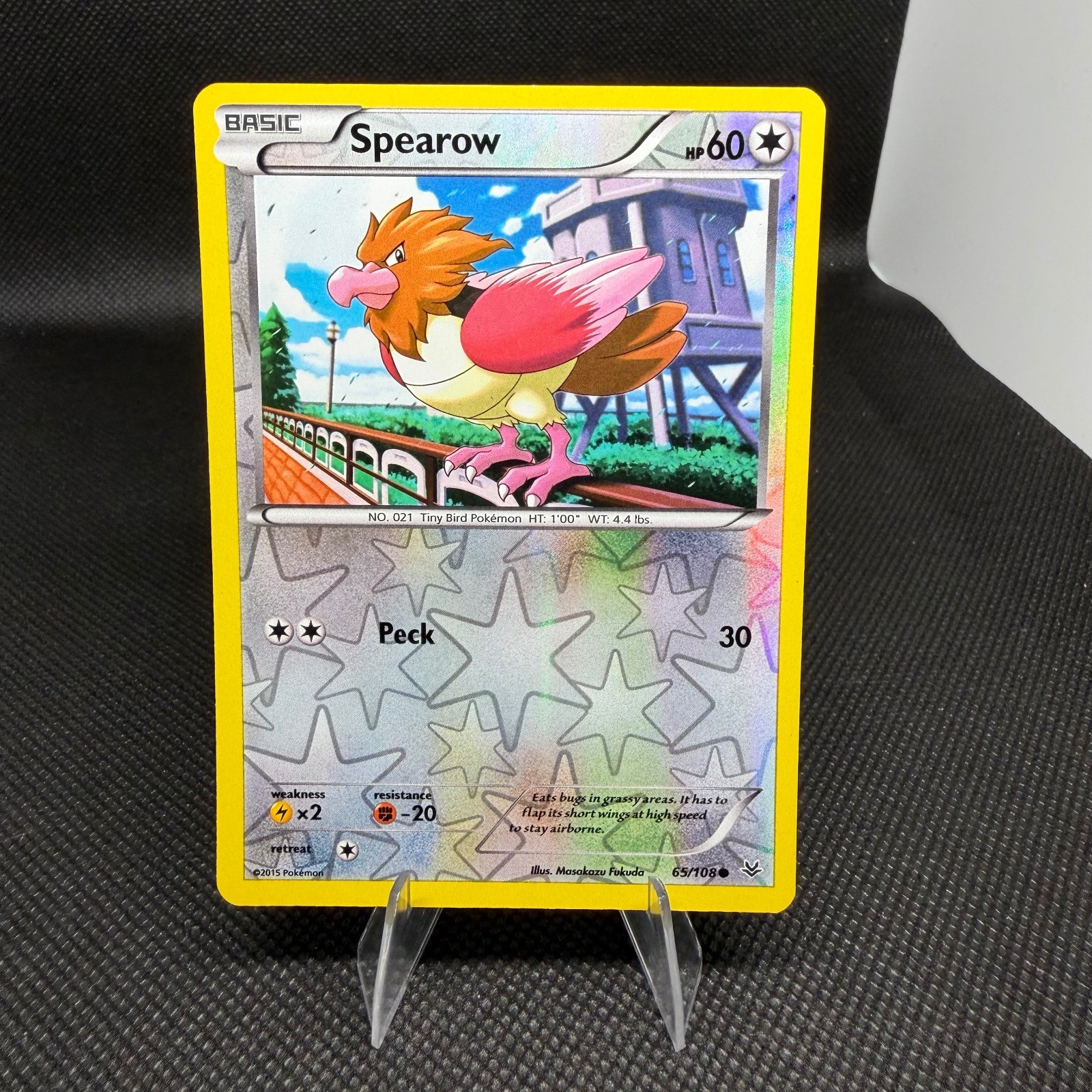 Spearow 65/108 Common Roaring Skies Pokemon Reverse Holo Lightly Played