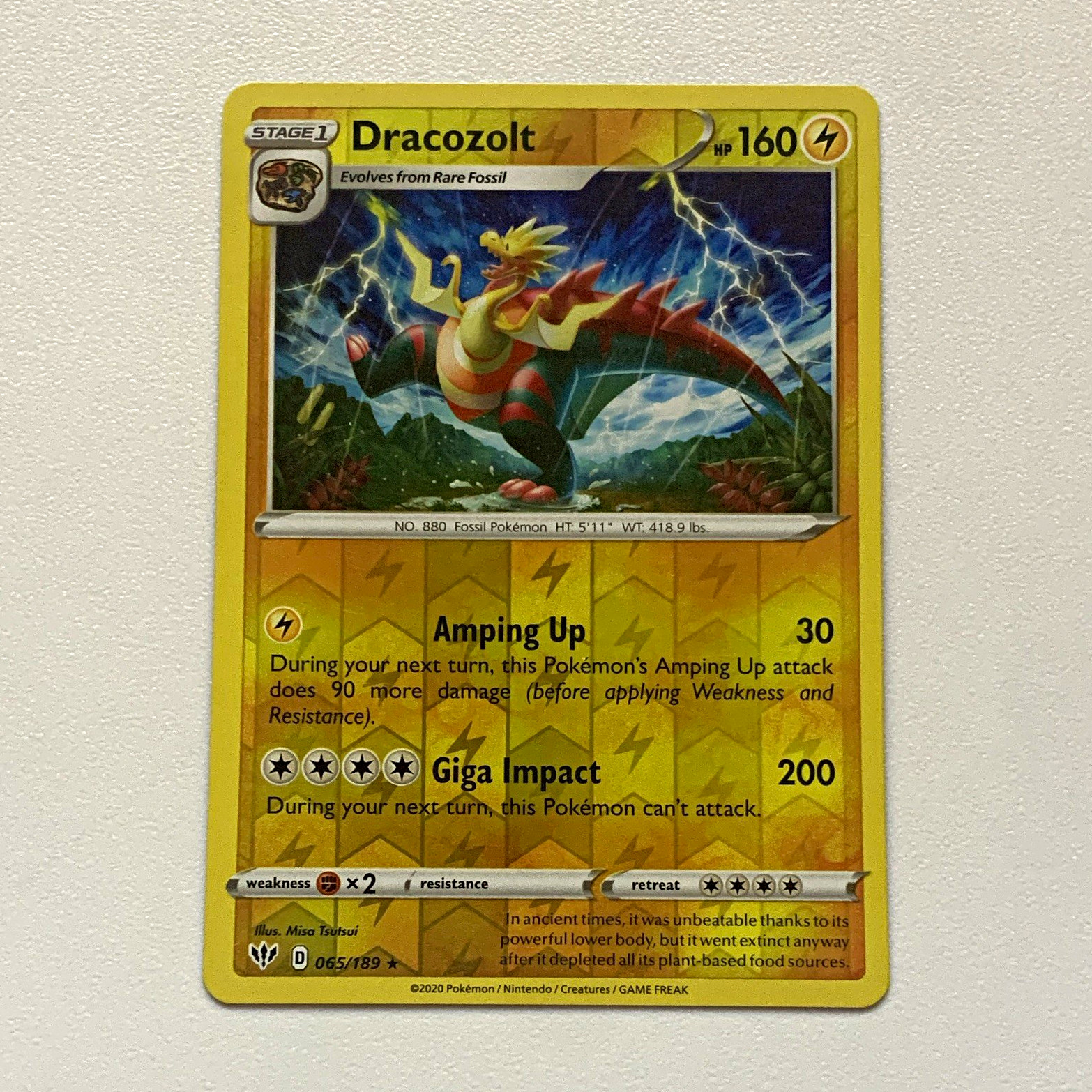 The Pokémon Company Dracozolt 065/189 Darkness Ablaze Reverse Holo Rare EN 2020