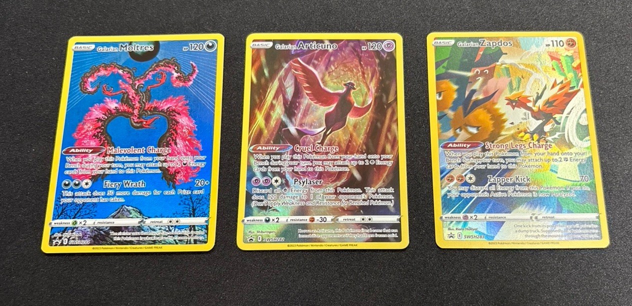 Galarian Articuno Zapdos Moltres Set Legendary Birds Crown Zenith NM Pokemon TCG