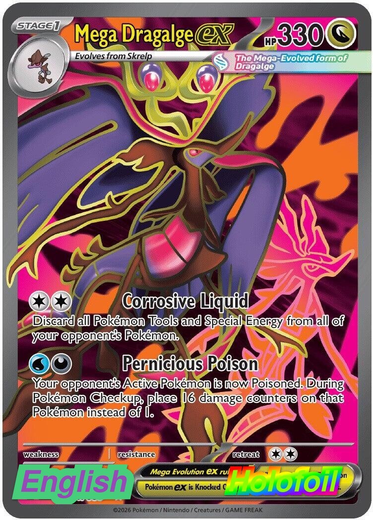 Pokemon- Mega Dragalge ex [CRI – 104/086] Chaos Rising NM Ultra Rare Holofoil