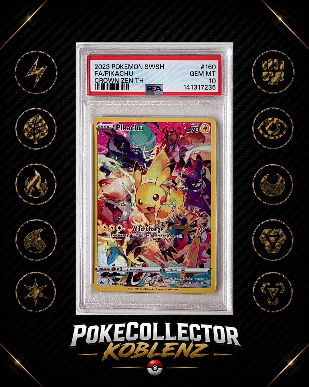 PSA 10 Pikachu 160/159 EN – Pokemon Zenith of Kings Slab