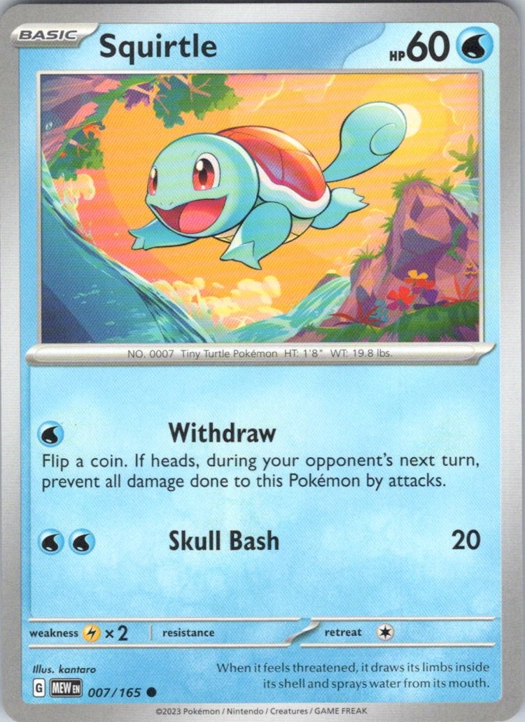 Squirtle – 007/165 #7/165 (LP) SV: Scarlet & Violet 151 MEW Pokemon