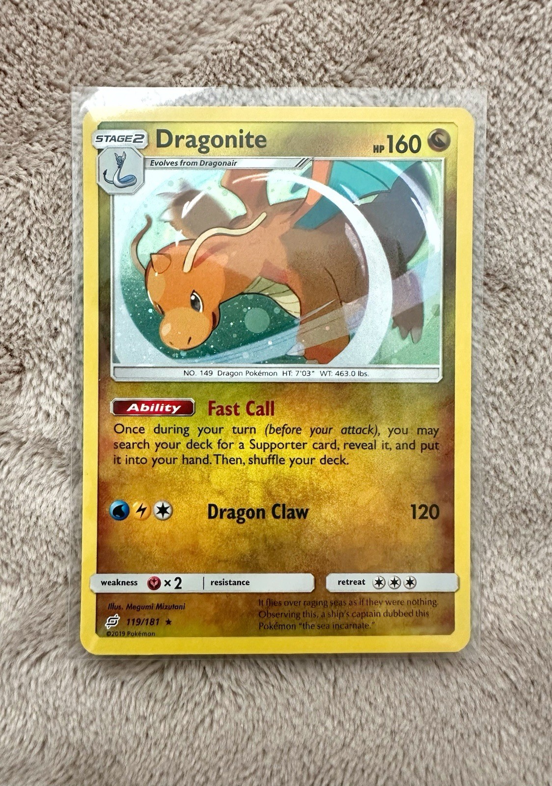 Pokémon TCG Dragonite Sun & Moon – Team Up 119/181 Cosmos Holo (HD SWIRL)